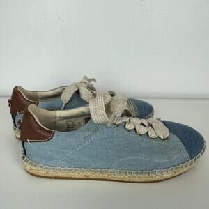Coach Womens Low Top Beige Espadrille Detail Light Blue Denim Sneaker Shoes 5.5
